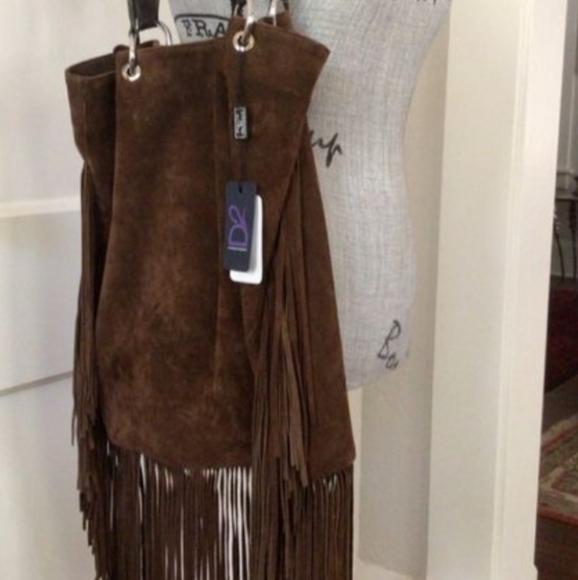 D2 Suede Fringed Hobo Bag - Picture 7 of 7